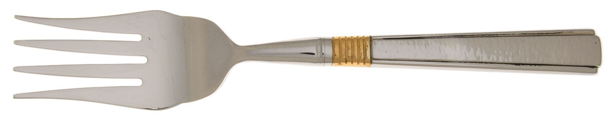 Golden Vista (Stainless, Gold Accent) Cold Meat Fork Large, Stainless Tines HC by Gorham Silver-1
