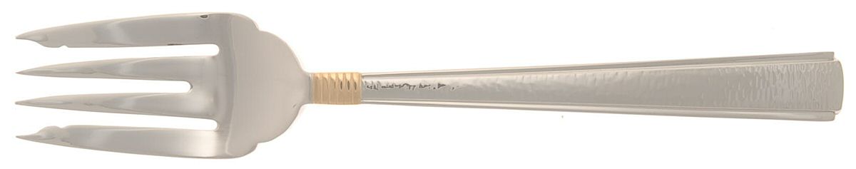 Golden Vista (Stainless, Gold Accent) Medium Solid Cold Meat Serving Fork by Gorham Silver-1