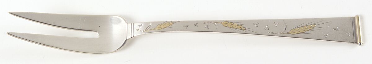 Golden Wheat (Sterling, 1952) Medium Solid Cold Meat Serving Fork by Gorham Silver-1
