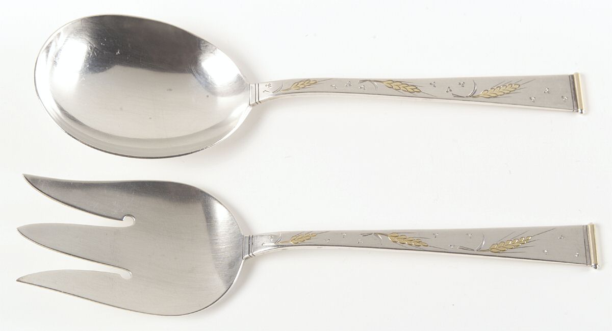 Golden Wheat (Sterling, 1952) (2 Pc) Solid Salad Set by Gorham Silver-1