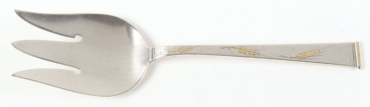 Golden Wheat (Sterling, 1952) Solid Salad Serving Fork by Gorham Silver-1