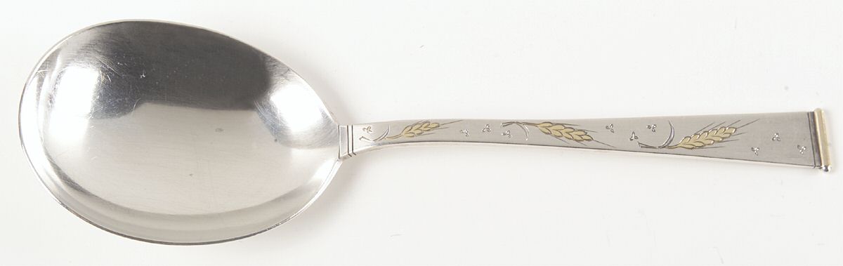 Golden Wheat (Sterling, 1952) Solid Salad Serving Spoon by Gorham Silver-1
