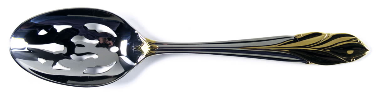 Golden Willow (Stainless) Pierced Tablespoon (Serving Spoon) by Gorham Silver-1