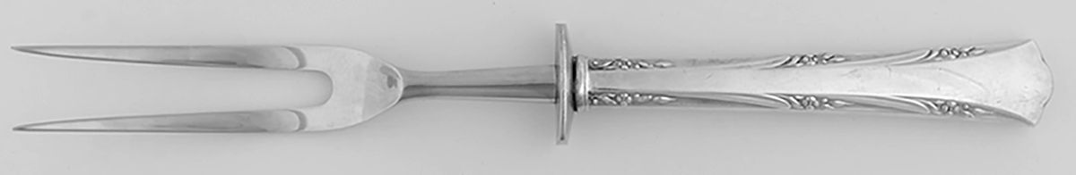 Greenbrier (Sterling, 1938, No Monos) Small Steak Carving Fork with Stainless Prongs by Gorham Silver-1