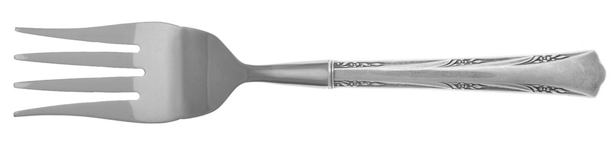 Greenbrier (Sterling, 1938, No Monos) Cold Meat Fork Large, Stainless Tines HC by Gorham Silver-1