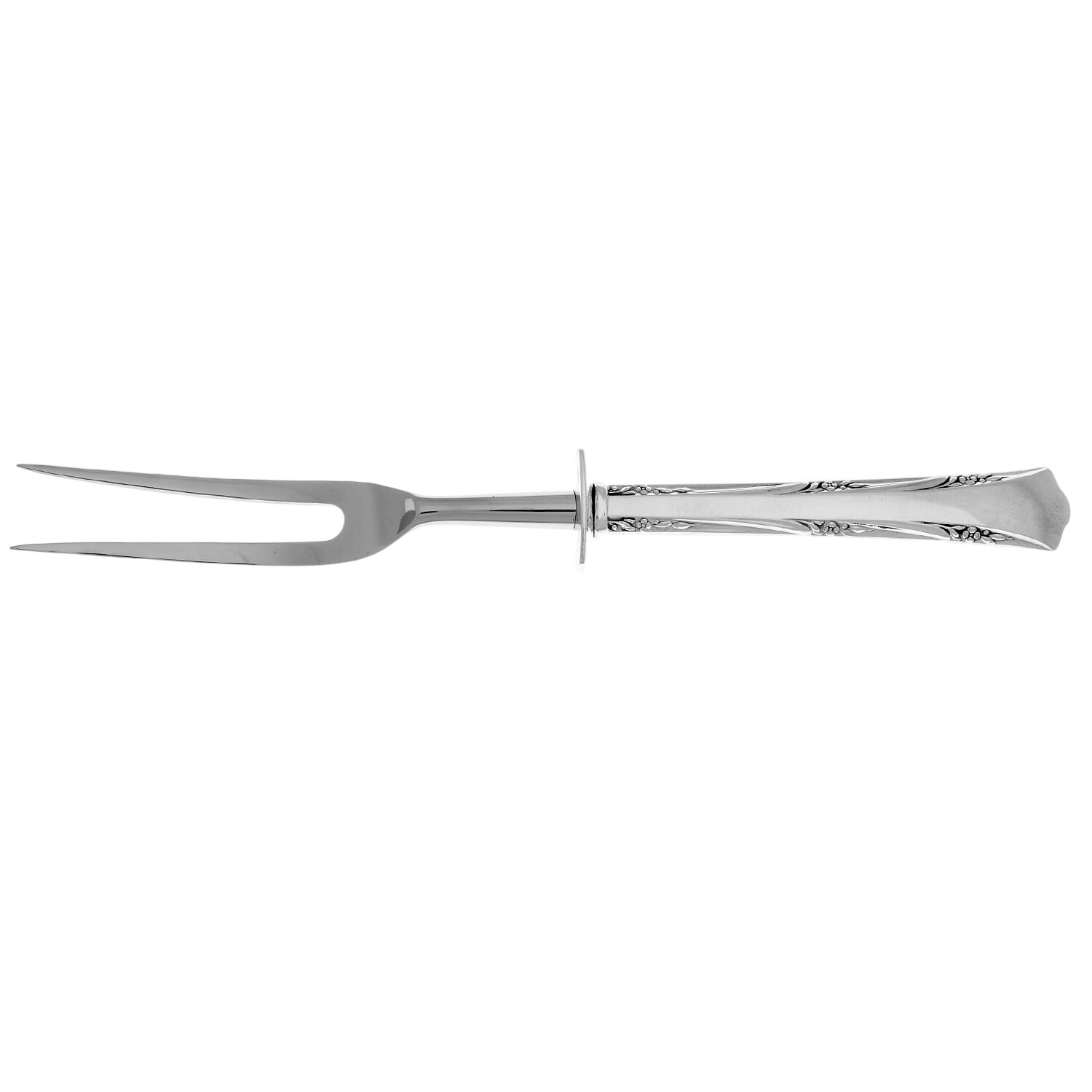 Greenbrier (Sterling, 1938, No Monos) Large Stainless-Prong Roast Carving Fork by Gorham Silver-1