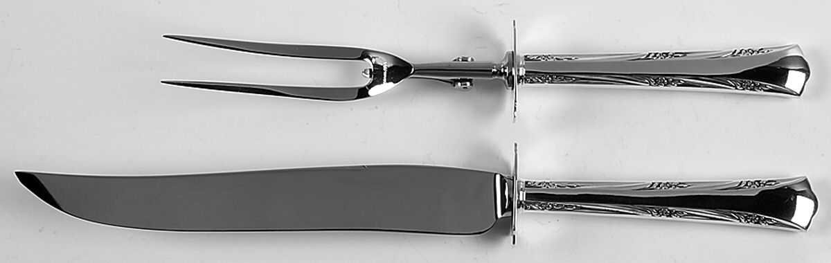 Greenbrier (Sterling, 1938, No Monos) Large 2-Piece Roast Carving Set w/ Stainless Blade by Gorham Silver-1