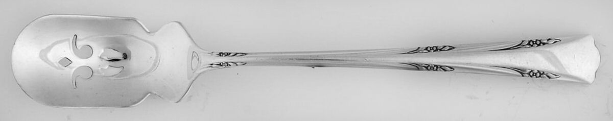 Greenbrier (Sterling, 1938, No Monos) Short Handled Olive Spoon with Pierced Bowl by Gorham Silver-1