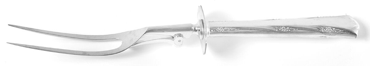Greenbrier (Sterling, 1938, No Monos) Large Stainless-Prong Roast Carving Fork by Gorham Silver-1
