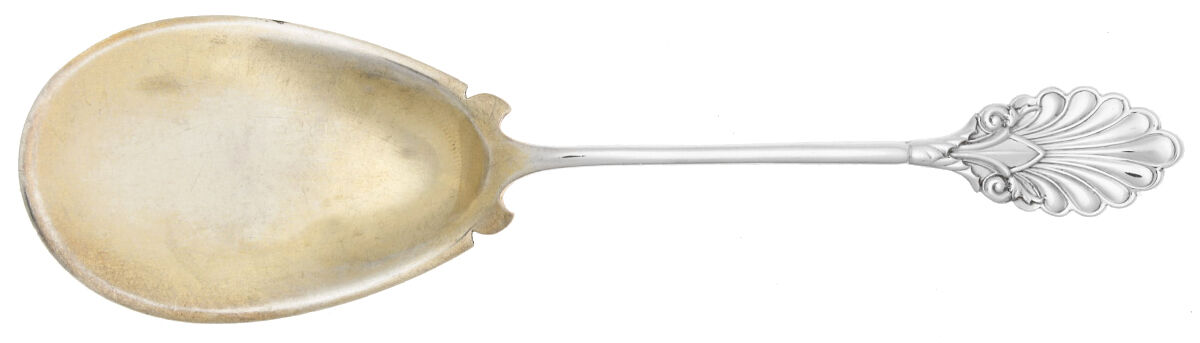 Grecian (Sterling, 1861) Coin Silver Solid Fried Oyster Server by Gorham Silver-1