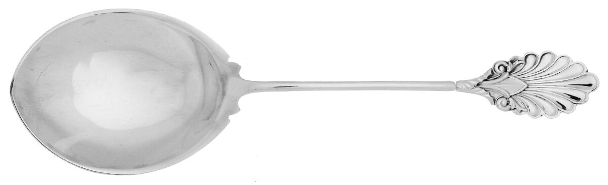 Grecian (Sterling, 1861) Coin Large Solid Berry/Cassserole Spoon by Gorham Silver-1