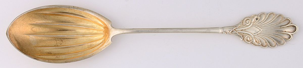 Grecian (Sterling, 1861) Coin Preserve Spoon by Gorham Silver-1