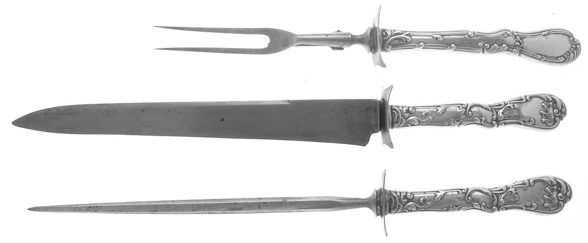 Hanover (Sterling, 1895) Large 3-Piece Roast Carving Set w/ Stainless Blade by Gorham Silver-1