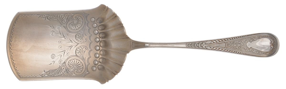 Hindostanee (Sterling, 1878) Large Solid Bright Cut Croquette Server by Gorham Silver-1