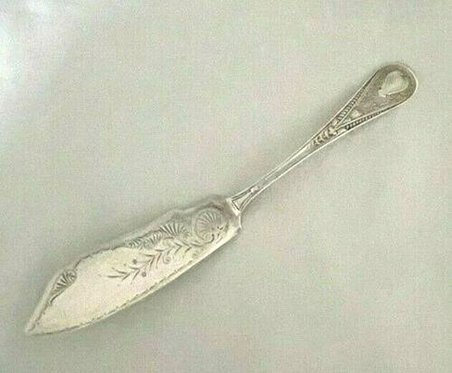 Hindostanee (Sterling, 1878) Flat Handle Bright Cut Master Butter by Gorham Silver-1