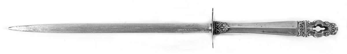 Hispana-Sovereign (Sterling, 1968) Large Knife Sharpener-Steel Rod w/Sterling Guard by Gorham Silver-1