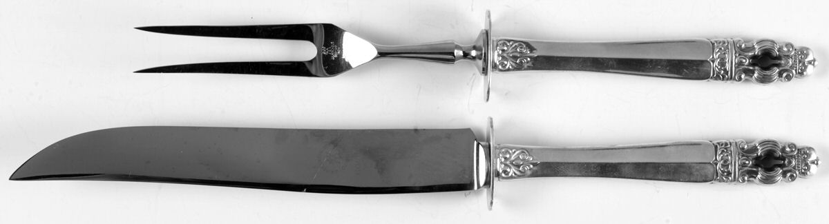 Hispana-Sovereign (Sterling, 1968) 2 Piece Small Carving Set W/ Sterling Guard by Gorham Silver-1