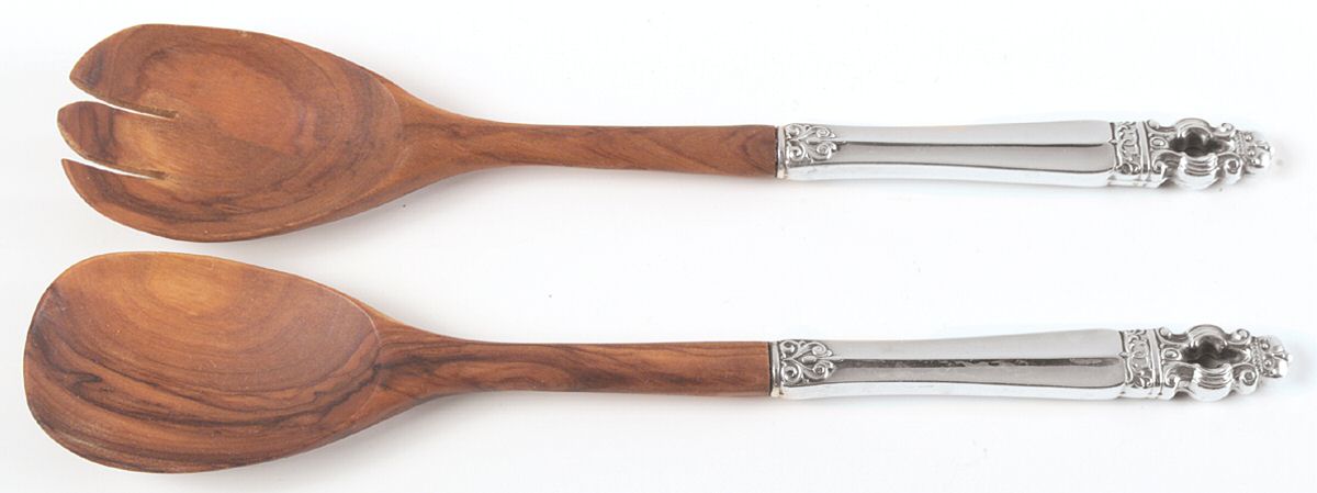 Hispana-Sovereign (Sterling, 1968) Wooden Bowl 2-Piece Salad Set by Gorham Silver-1