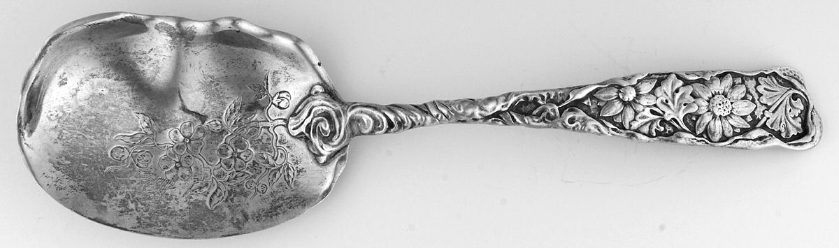 Hizen (Sterling, 1880) Bright Cut Preserve Spoon by Gorham Silver-1