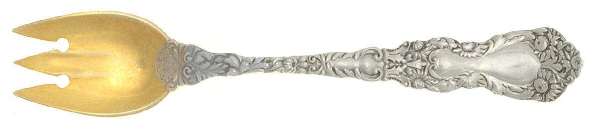 Imperial Chrysanthemum (Sterling, 1894, No Monos) Ice Cream Fork by Gorham Silver-1