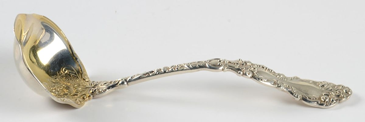 Imperial Chrysanthemum (Sterling, 1894, No Monos) Solid Gravy Ladle by Gorham Silver-1