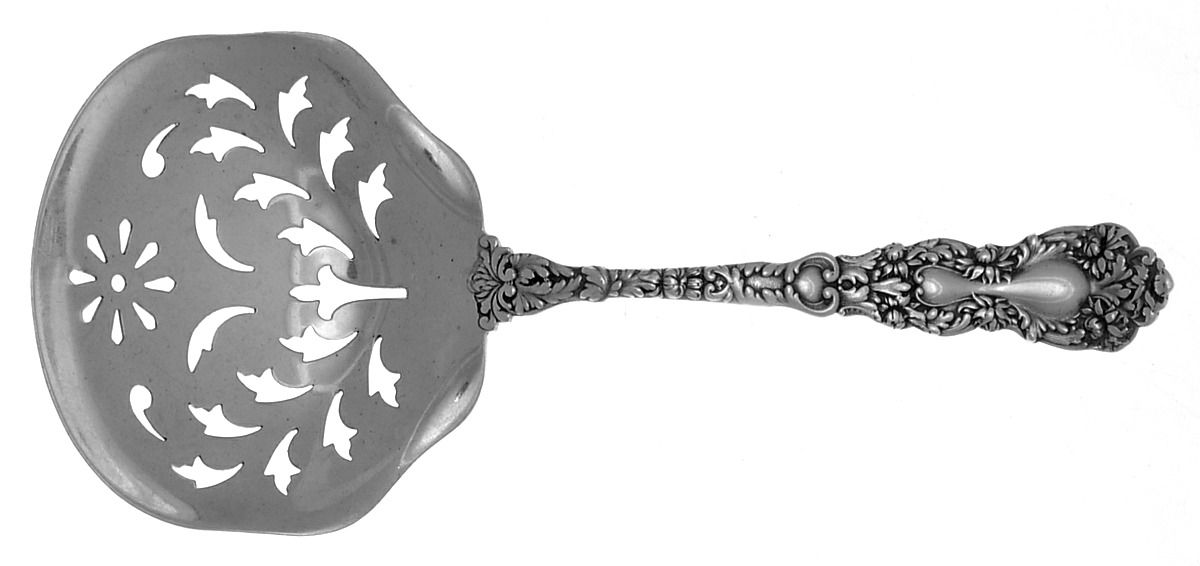 Imperial Chrysanthemum (Sterling, 1894, No Monos) Solid Bon Bon Spoon with Pierced Bowl by Gorham Silver-1