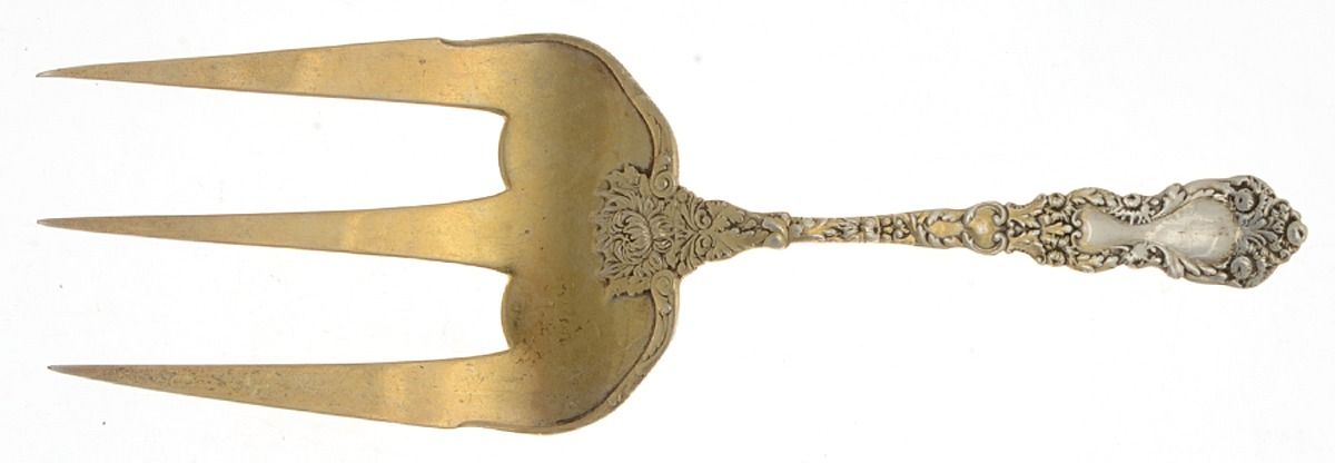 Imperial Chrysanthemum (Sterling, 1894, No Monos) Solid Toast Serving Fork by Gorham Silver-1
