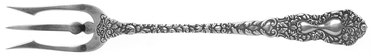 Imperial Chrysanthemum (Sterling, 1894, No Monos) Olive Fork by Gorham Silver-1