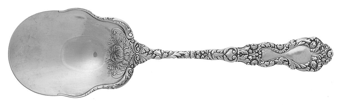 Imperial Chrysanthemum (Sterling, 1894, No Monos) Large Solid Berry/Casserole Spoon by Gorham Silver-1