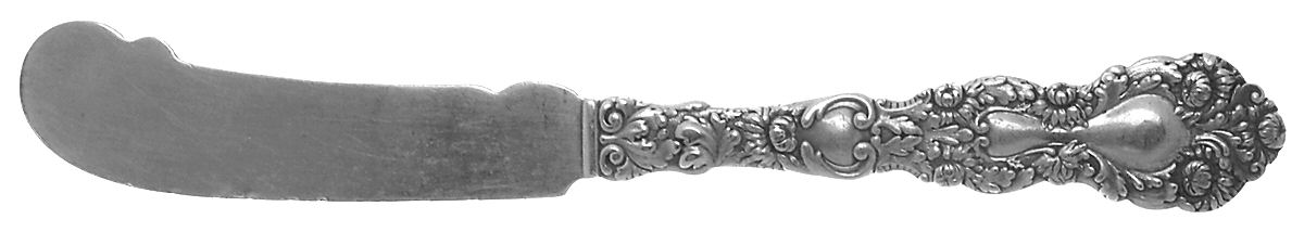 Imperial Chrysanthemum (Sterling, 1894, No Monos) Large Flat Handle Butter Spreader by Gorham Silver-1