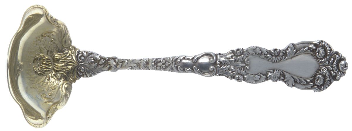 Imperial Chrysanthemum (Sterling, 1894, No Monos) Ladle-Cream/Solid Piece-Small by Gorham Silver-1