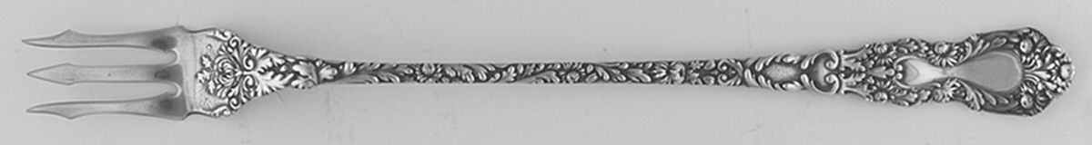 Imperial Chrysanthemum (Sterling, 1894, No Monos) Long Handle Olive Fork by Gorham Silver-1