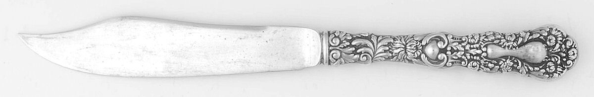 Imperial Chrysanthemum (Sterling, 1894, No Monos) Individual Hollow Handle Fish Knife-Sterling Blade by Gorham Silver-1