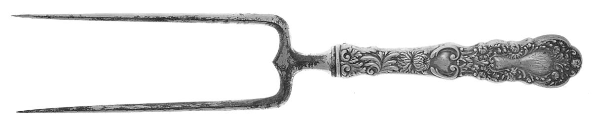 Imperial Chrysanthemum (Sterling, 1894, No Monos) Large Joint/Roast Holder Fork by Gorham Silver-1