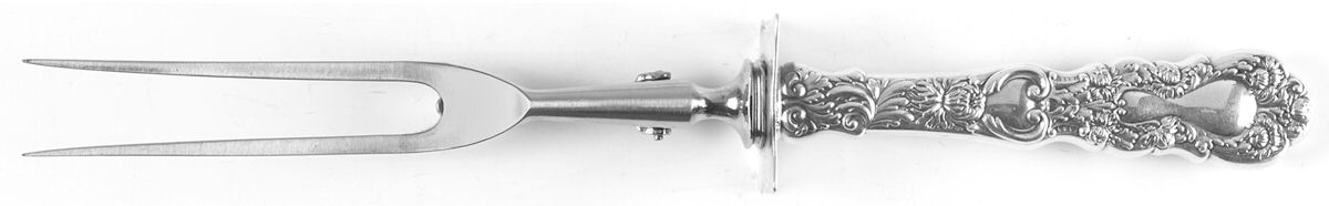 Imperial Chrysanthemum (Sterling, 1894, No Monos) Large Stainless-Prong Roast Carving Fork by Gorham Silver-1