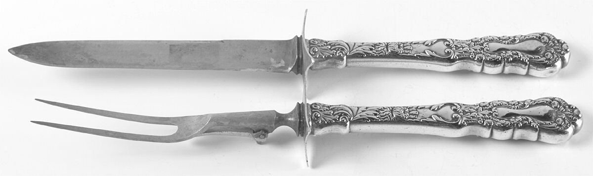 Imperial Chrysanthemum (Sterling, 1894, No Monos) Large 2-Piece Roast Carving Set w/Stainless Blade by Gorham Silver-1