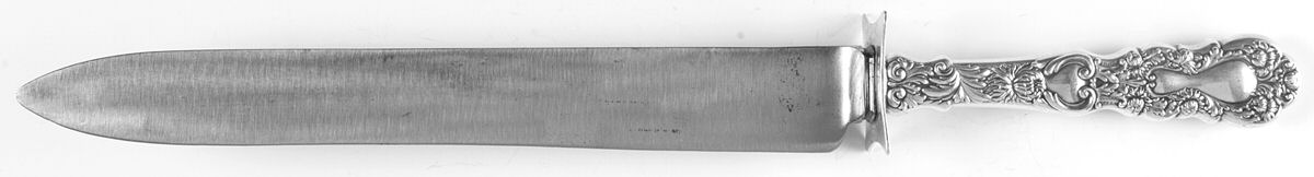 Imperial Chrysanthemum (Sterling, 1894, No Monos) Large Stainless Blade Roast Carving Knife by Gorham Silver-1