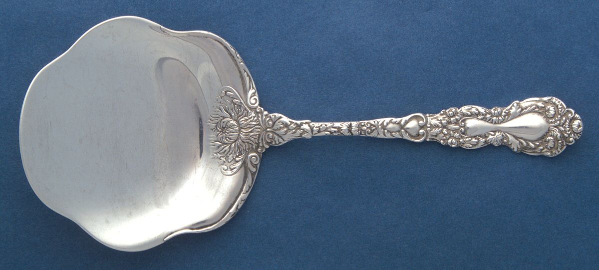 Imperial Chrysanthemum (Sterling, 1894, No Monos) Solid Waffle Server by Gorham Silver-1