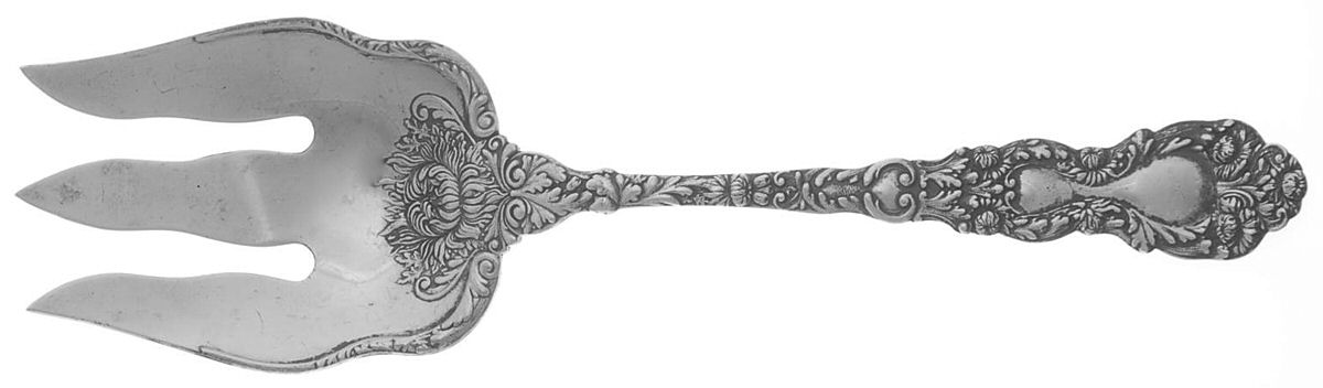 Imperial Chrysanthemum (Sterling, 1894, No Monos) Solid Salad Serving Fork by Gorham Silver-1