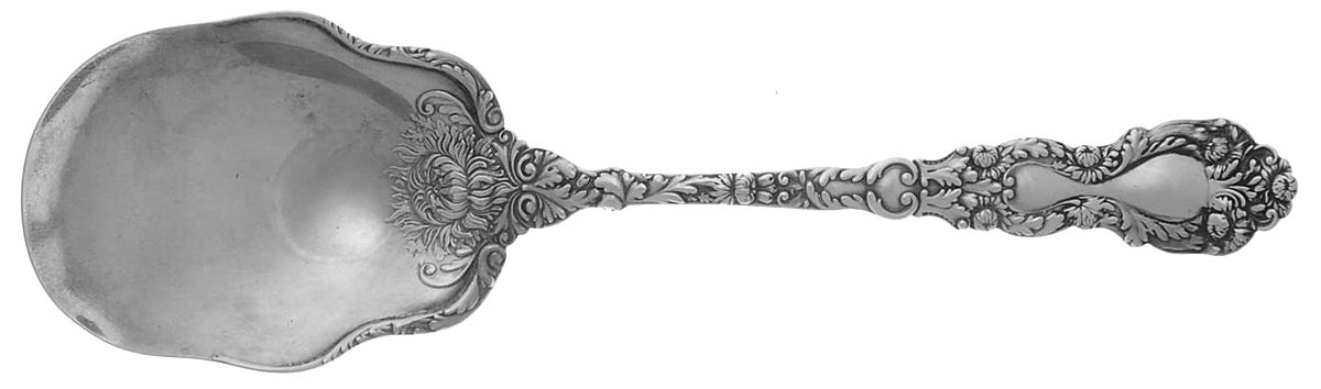 Imperial Chrysanthemum (Sterling, 1894, No Monos) Solid Salad Serving Spoon by Gorham Silver-1