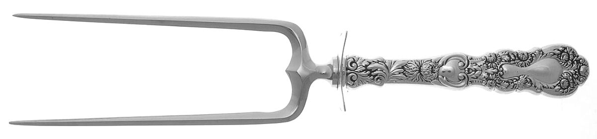 Imperial Chrysanthemum (Sterling, 1894, No Monos) Large Joint/Roast Holder Fork by Gorham Silver-1