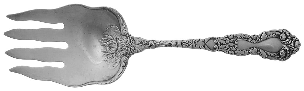 Imperial Chrysanthemum (Sterling, 1894, No Monos) Small Solid Fish Serving Fork by Gorham Silver-1