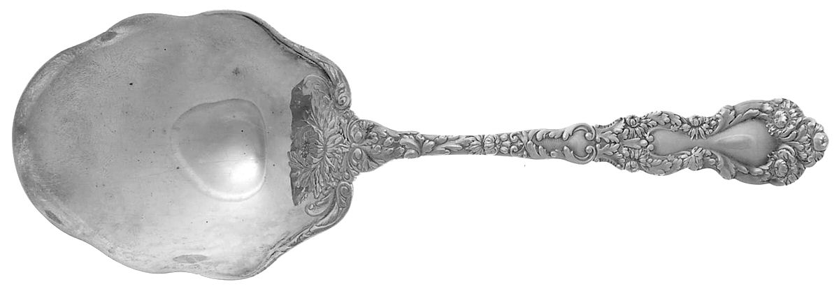 Imperial Chrysanthemum (Sterling, 1894, No Monos) Small Solid Berry/Casserole Spoon by Gorham Silver-1