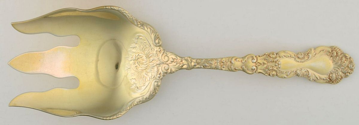 Imperial Chrysanthemum (Sterling, 1894, No Monos) Vegetable Serving Fork (Solid) by Gorham Silver-1