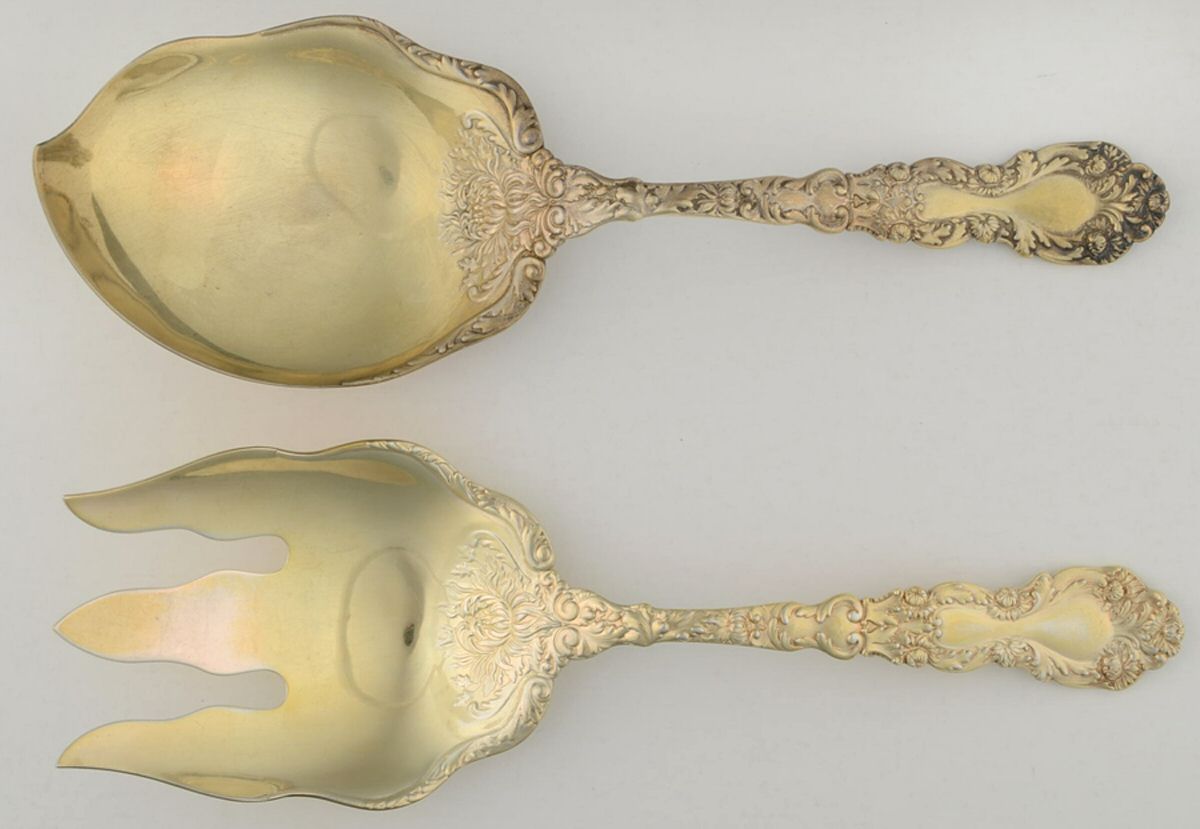 Imperial Chrysanthemum (Sterling, 1894, No Monos) Solid 2-Piece Vegetable Serving Set by Gorham Silver-1