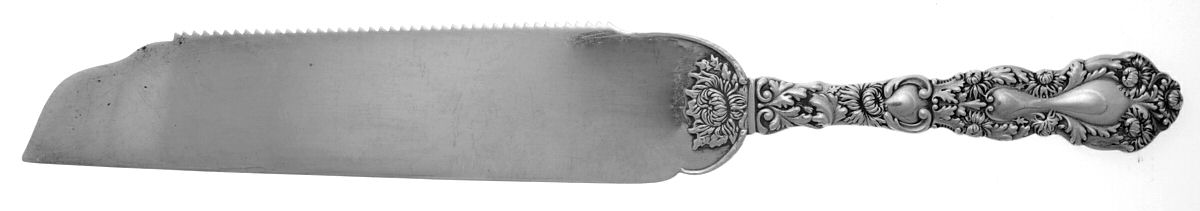 Imperial Chrysanthemum (Sterling, 1894, No Monos) Cake Saw Solid Piece by Gorham Silver-1