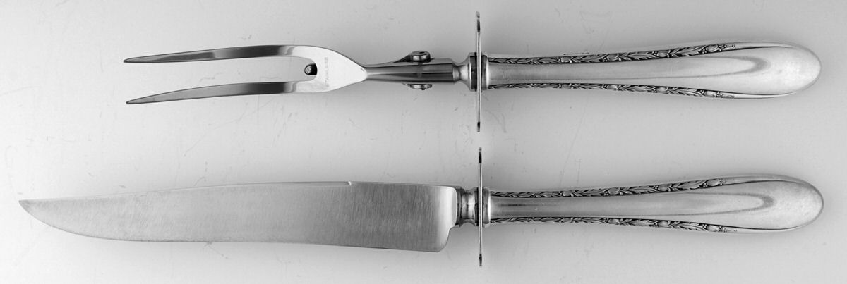 Invitation (Silverplate, 1940) Large 2-Piece Roast Carving Set w/Stainless Blade by Gorham Silver-1