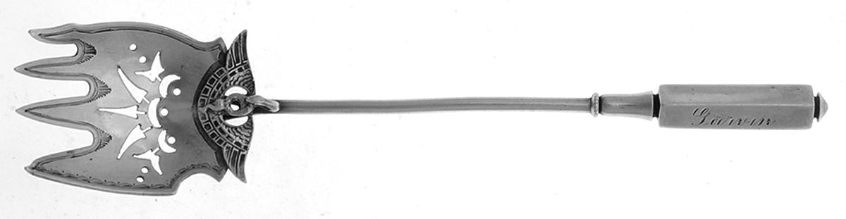 Isis (Sterling, 1870) Sardine Serving Fork Tined Large Bright Cut by Gorham Silver-1