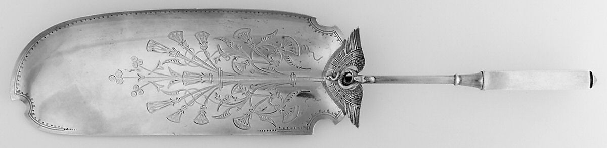 Isis (Sterling, 1870) Large Bright Cut Crumber Knife by Gorham Silver-1