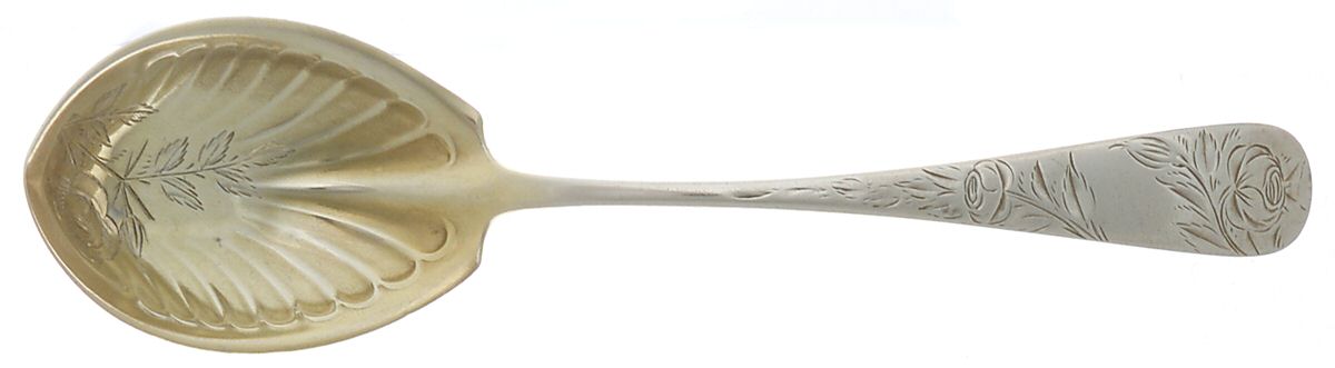Jac Rose (Sterling, 1885) Bright Cut Bowl Sugar Spoon by Gorham Silver-1